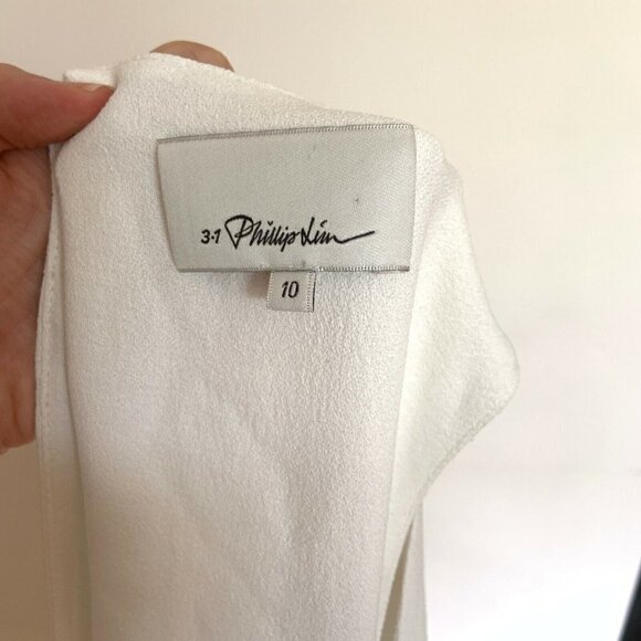 3.1 Phillip Lim Size 10 White Crepe and Blush Mesh Dress A line Tank Style - Picture 2 of 8